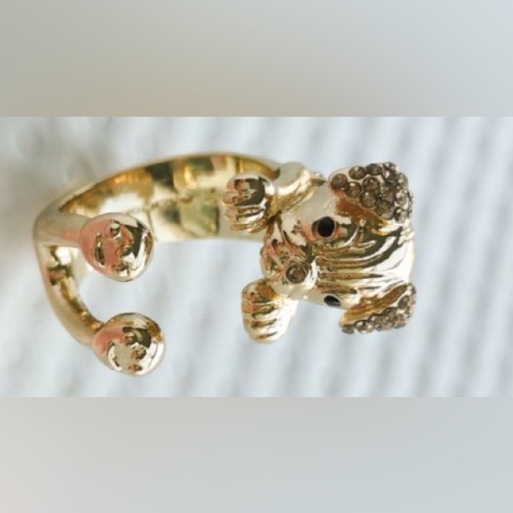 NWT Kate Spade Gold Crystal Puppy Wrap Ring Size 7 #7 NEW - Picture 13 of 15